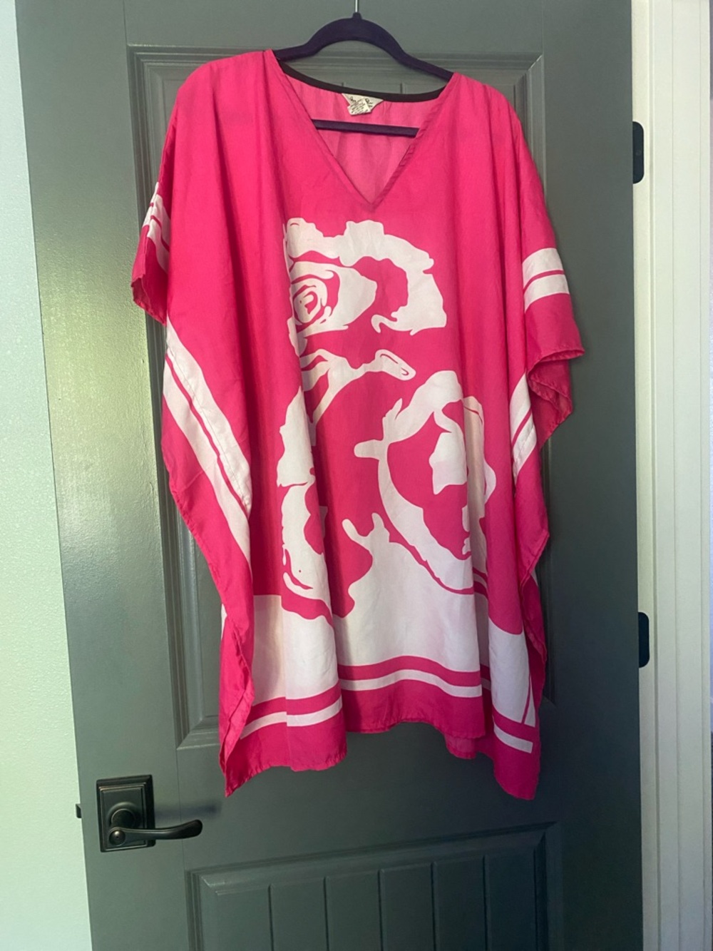 Hot pink swimsuit cover up V neck